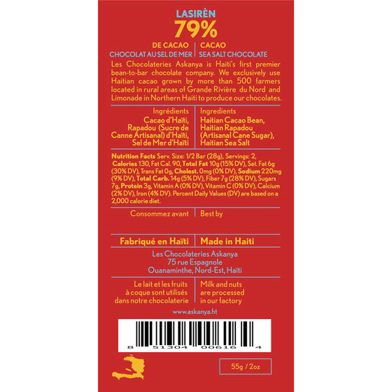 Lasirèn Sea Salt Chocolate Bar (79% Cacao)
